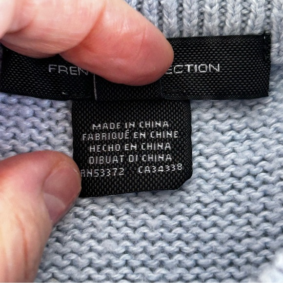 French Connection Violet Blue Textured Puffed Sleeve Knit Sweater - Picture 8 of 13